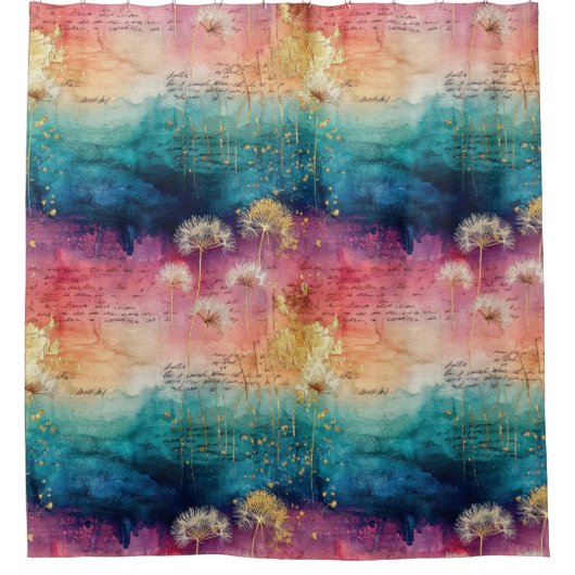 Rideaux De Douche Vintage Dandelion Abstract Pattern (1) (Devant)