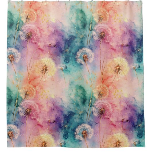 Rideaux De Douche Vintage Dandelion Abstract Pattern (5) (Devant)