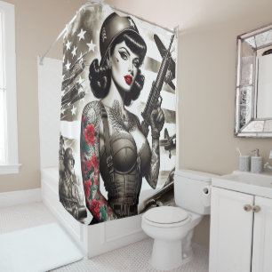 Rideaux De Douche Vintage fille soldat