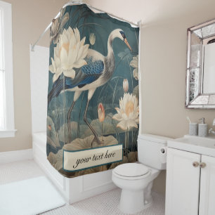 Rideaux De Douche Vintage grue bleu botanique personnalisable