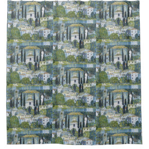 Rideaux De Douche Vintage Klimt Église dans Cassone Paysage Art
