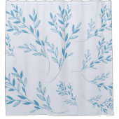 Rideaux De Douche Vintage Little Blue Feuille Botanique (Devant)