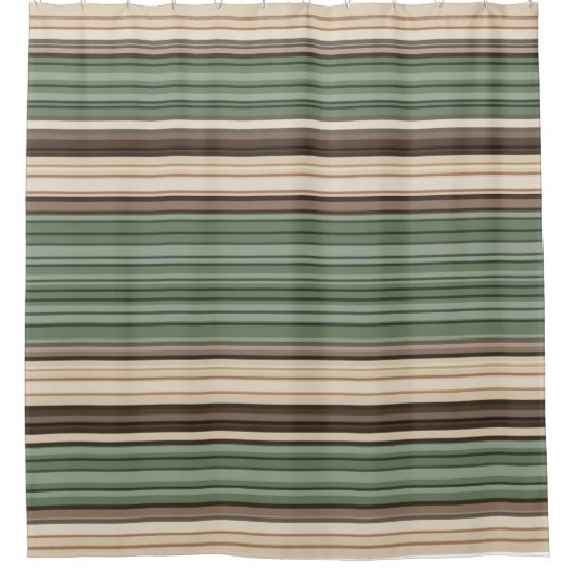 Rideaux De Douche Vintage MidCentury Lines Vert Brown (Devant)