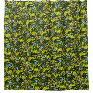 Rideaux De Douche Vintage Motif du début du XXe siècle Blue Green Go