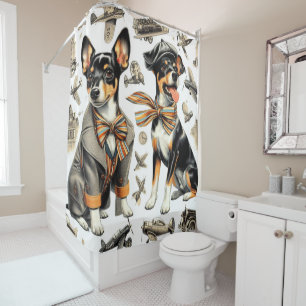 Rideaux De Douche Vintage Rat Terrier sans fil