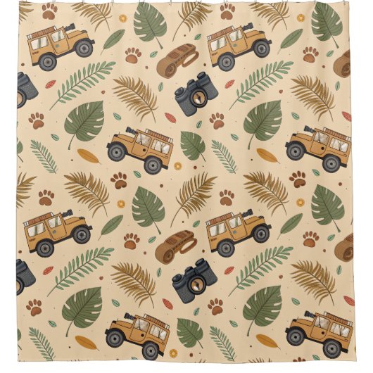 Rideaux De Douche Vintage Road Trip Pattern (3) (Devant)