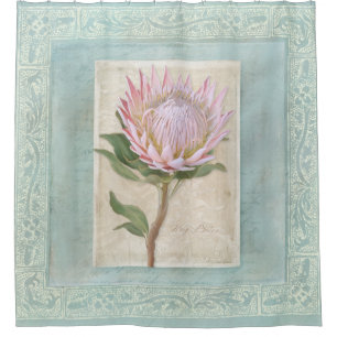 Rideaux De Douche Vintage rose King Protea Fleur Bleu Élégant Chic