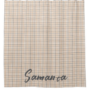 Rideaux De Douche Vintage rustique tartan plaid beige gris nom