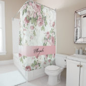 Rideaux De Douche Vintage Shabby Chic Fleurs Personnalisées (En situation)