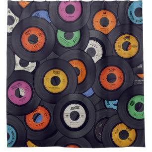 Rideaux De Douche Vintage Vinyl Records Arrière - plan de musique
