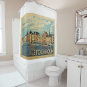 Rideaux De Douche Vintage voyage de Stockholm Suède (En situation)