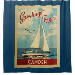 Rideaux De Douche Vintage voyage Maine de voilier de Camden