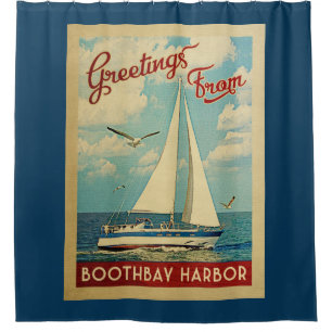 Rideaux De Douche Vintage voyage Maine de voilier de port de