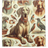 Rideaux De Douche Vintage Weimaraner sans fil (Devant)