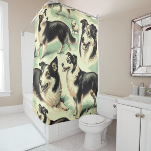 Rideaux De Douche Vintage Welsh Sheepdog Seamless