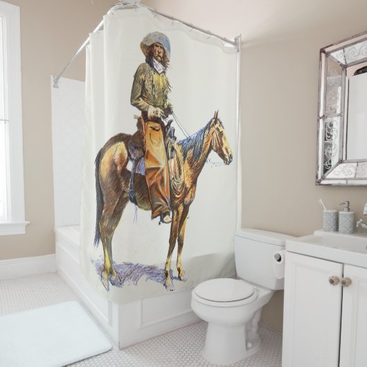 Rideaux De Douche Vintage Western Cowboy À Cheval (En situation)