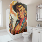 Rideaux De Douche Vintage Western Cowgirl Pin Up (En situation)