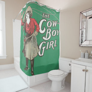 Rideaux De Douche Vintage Western Cowgirl The Cowboy Girl Print