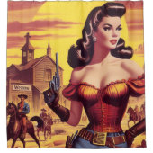 Rideaux De Douche Vintage Western Pin-up (Devant)