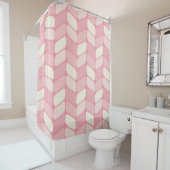 Rideaux De Douche Vintages rectangles diagonales Vanille rose (En situation)