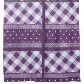 Rideaux De Douche Violet blanc À damiers Polka Dot Floral Damask Art (Devant)