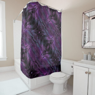 Rideaux De Douche Violet foncé violet pourpre Abstraite plumes textu