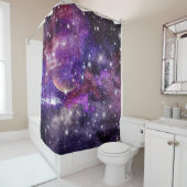 Rideaux De Douche Violet Galaxy Milky Way With Planet (En situation)