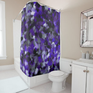 Rideaux De Douche Violet, Gris, Noir et Abstrait Bleu