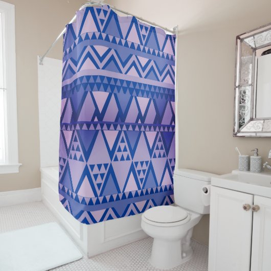 Rideaux De Douche Violet Motif d'art tribal simple (En situation)