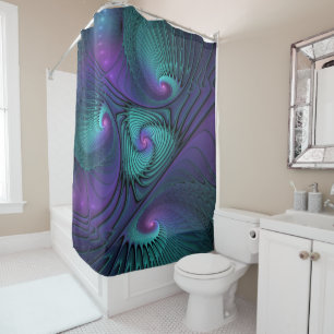 Rideaux De Douche Violet rencontre Turquoise moderne art fractal abs