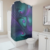 Rideaux De Douche Violet rencontre Turquoise moderne art fractal abs (En situation)