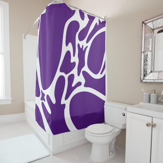 Rideaux De Douche Violet royal et blanc (En situation)