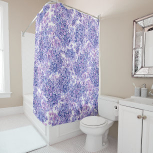 Rideaux De Douche Violette aquarelle fleurs lilas