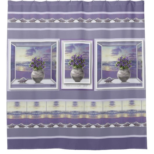 Rideaux De Douche violettes dans un bocal de lune (Devant)