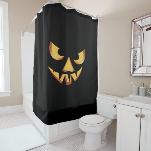Rideaux De Douche Visage de citrouille 3 pour Helloween (En situation)