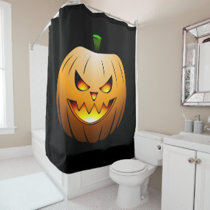 Rideaux De Douche Visage de citrouille d'Halloween effrayant