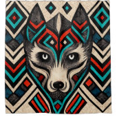 Rideaux De Douche Visage de loup aztèque (Devant)