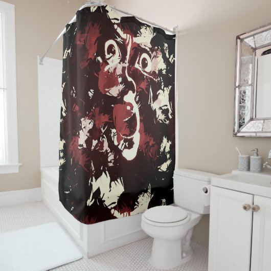 Rideaux De Douche visage éffrayant (En situation)