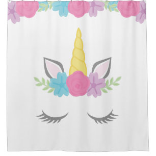 Rideaux De Douche Visage floral de licorne