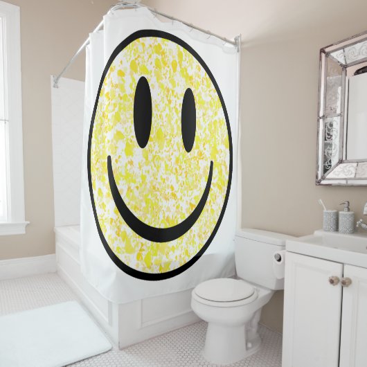 Rideaux De Douche Visage souriant éclaboussé (En situation)