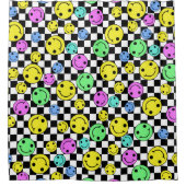 Rideaux De Douche Visages À damiers souriants rétro (Devant)