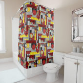 Rideaux De Douche Vitrail Art déco rouge (En situation)