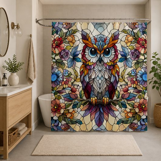 Rideaux De Douche Vitrail inspiré du hibou