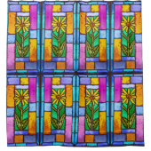 Rideaux De Douche Vitrail Jaune marguerite (Devant)