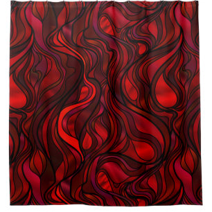 Rideaux De Douche Vitrail rouge Abstrait