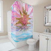 Rideaux De Douche Vivez votre rêve - Rose Flower power (En situation)