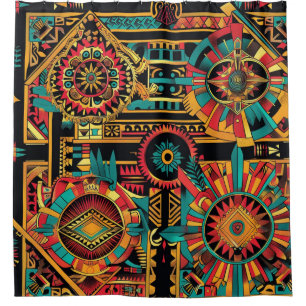 Rideaux De Douche Vivid Turquoise "Aztec Dream" Chic Salle De Bains