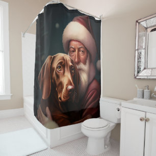 Rideaux De Douche Vizsla avec Noël Festif du Père Noël