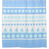 Rideaux De Douche Voiliers bleus et rangées de cercles (Devant)