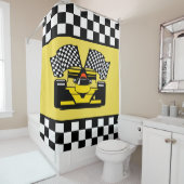 Rideaux De Douche Voiture de course jaune : Indicateur du vérificate (En situation)